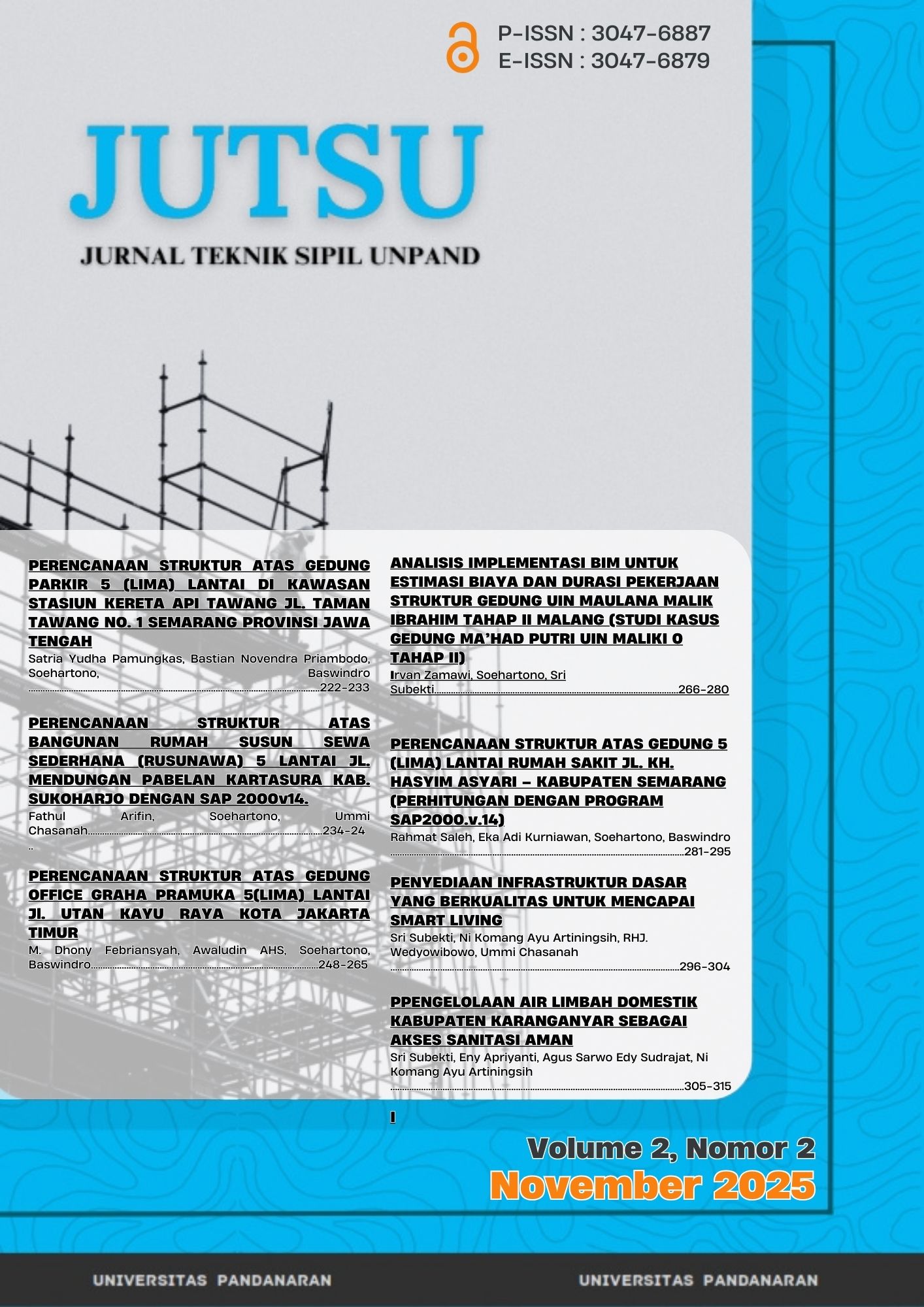 					View Vol. 2 No. 2 (2025): JUTSU : Jurnal Teknik Sipil Unpand
				
